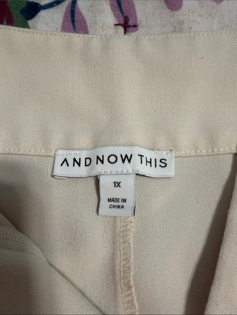 AND NOW THIS Womenโs Cream Trousers โ 1X